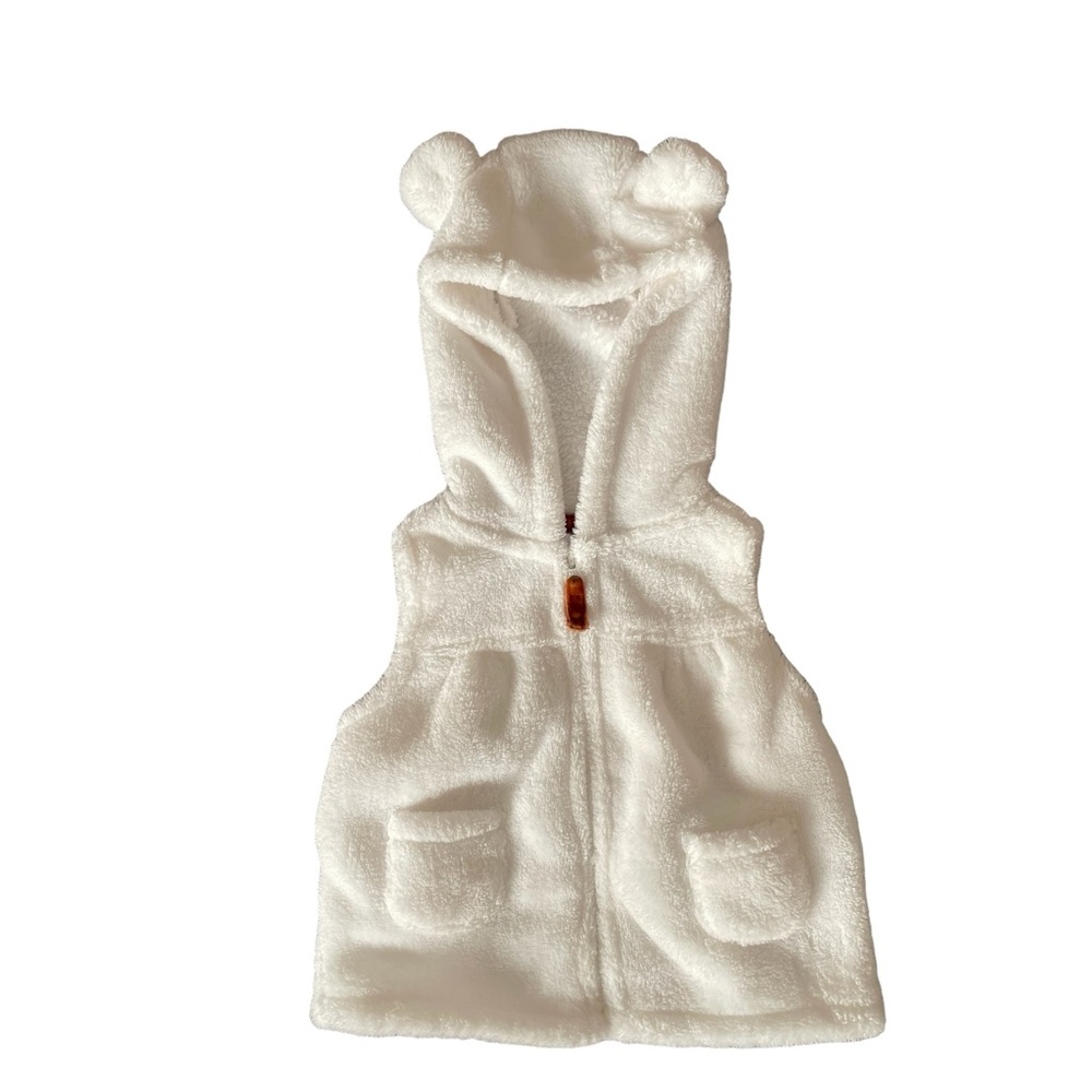 #064, Carter’s sleeveless, hooded zip up cover up, size 3 mo